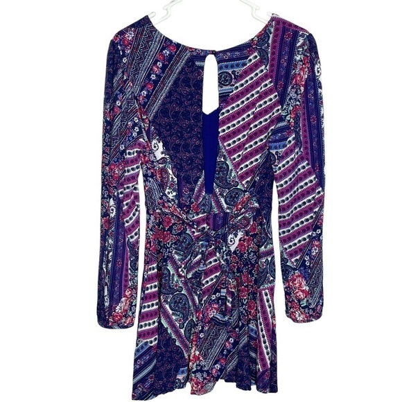 Altar'd State patchwork shorts romper long sleeves large - Picture 3 of 8